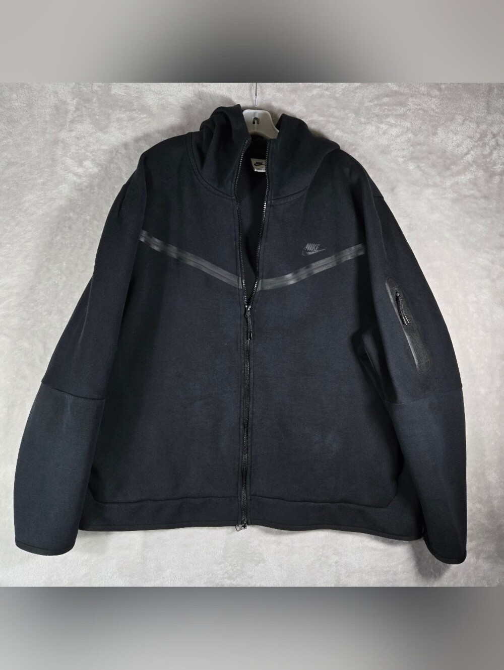 Nike Tech Sportwear Fleece Hoodie Size 3XL XXXL Men Black Full Zip Jacket